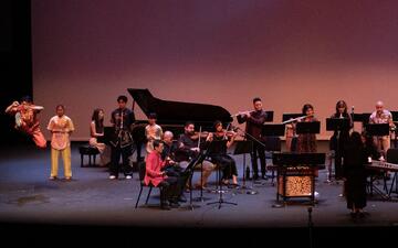 musicians on stage celebrating Lunar New Year