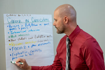 man writing on a whiteboard
