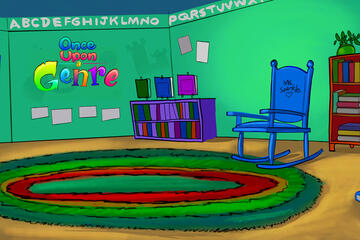 colorful artwork depicting a classroom