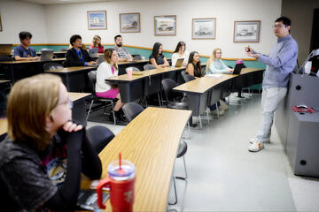 Students in a calssroom.