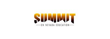 Logo of Summit on Nevada Education written in gradient orange and brown