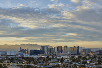 A photo of the area surrounding UNLV with the Las Vegas Strip in the background