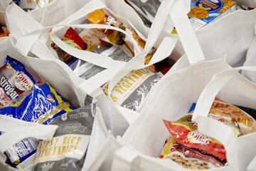 white bags filled with food