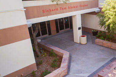 Aerial view of the Angelo J. and Frances Manzi Courtyard