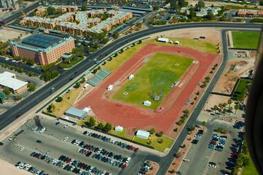 Aerial of Myron Partridge Track Stadium