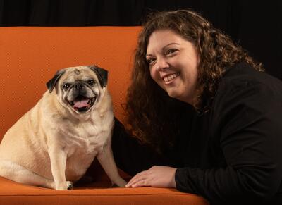 Picture of Dr. Shelly Volsche and her dog Lucy. Photo credit: Priscilla Grover