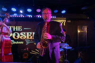 Adam Schroeder playing the Sax with the Joe Williams Quintet