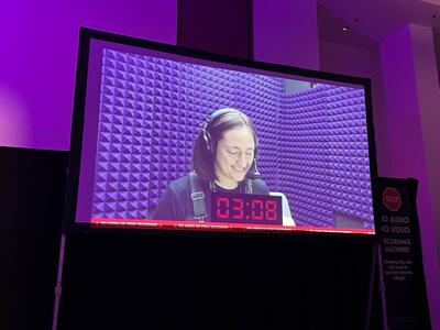 UNLV student on screen at DEF CON