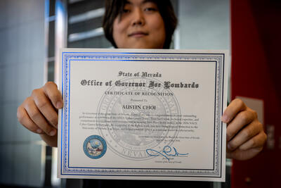 Close-up of Certificate of Recognition