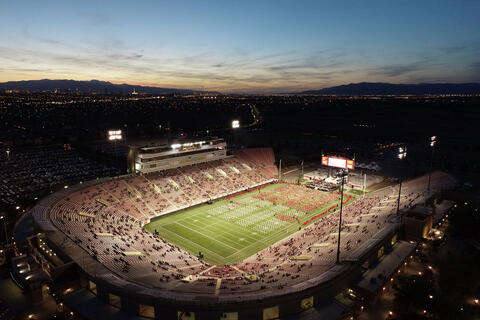 stadium filled with commencement crowd