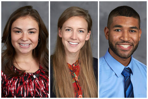 three studio portraits