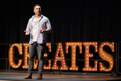 Rehan Choudhry speaks during UNLV Creates