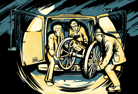 Illustration of students stealing a cannon