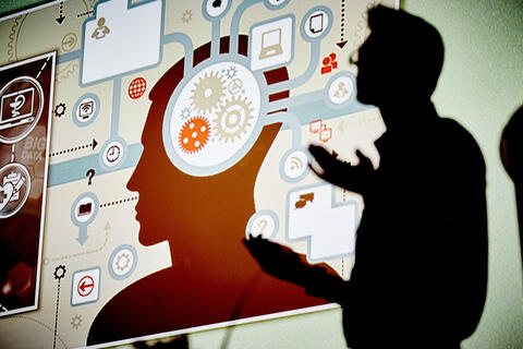 man giving presentation