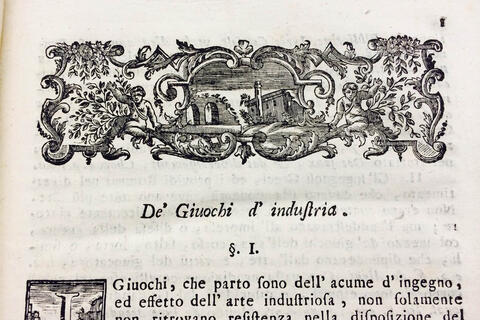 Detail of printer's ornament from Rodotà's "De' giuochi d'industria