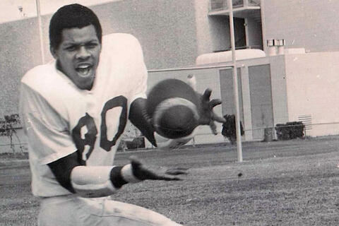 old photo of football player