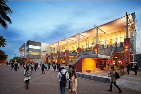 The sun sets on the UNLV Student Union