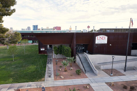 An elevated shot of the UNLV School of Medicine building