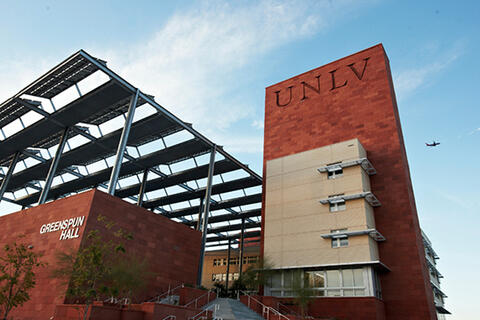View of the Greenspun Hall five-story building