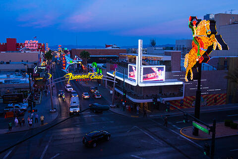 Night view of the downtown area of Las Vegas