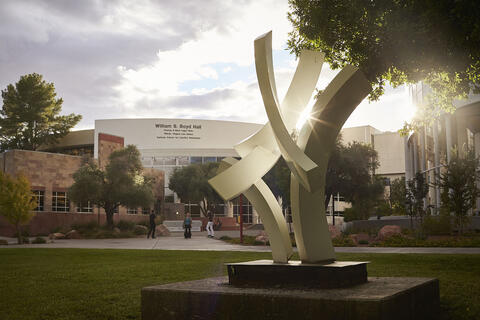 building exterior with sculpture
