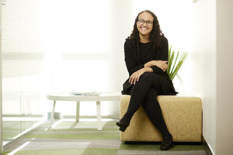 woman seated indoors