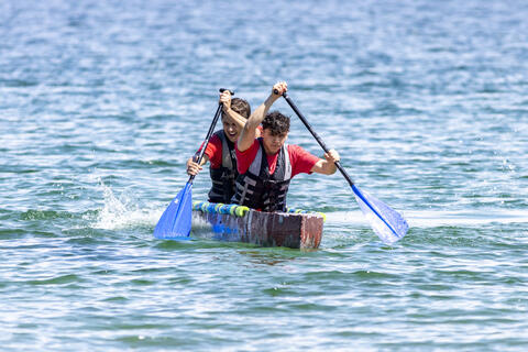 UNLV student canoeing in Lake Mead