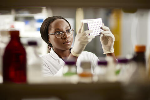 Student working in campus lab.