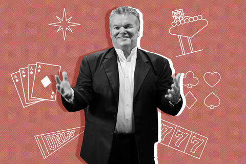 photo illustration of man surrounding by gaming icons