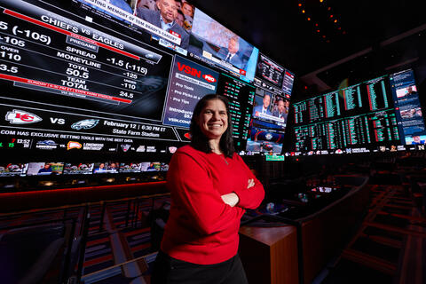 Brett Abarbanel standing with arms folded at the Circa sportsbook