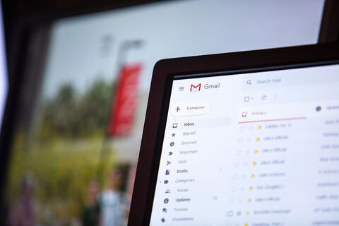 Gmail application opened on a laptop
