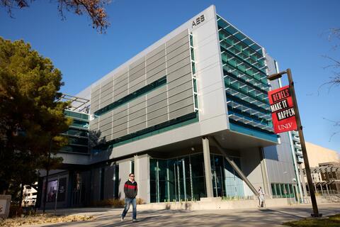 Exterior image of the UNLV Engineering building on a bright sunny day