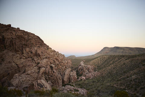 View of the mountains in a sunset sky