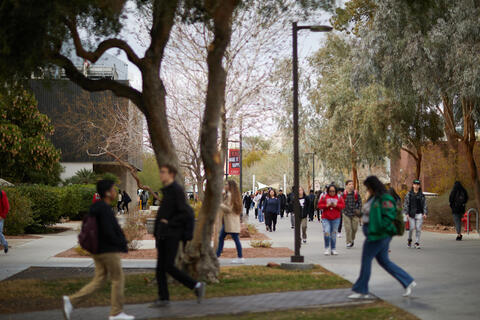 Students walking on campus