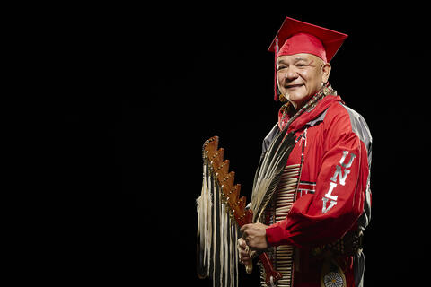 man in Native American dance regalia
