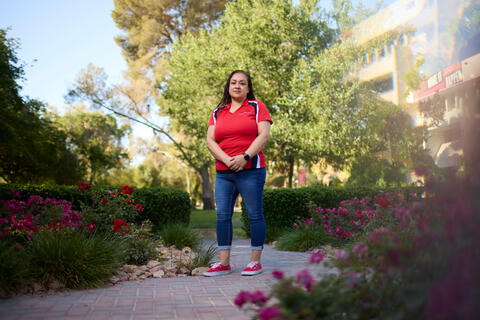 Betty Nielsen in the Lee Pascal Rose Garden