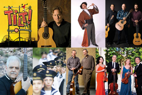 collage of 8 different musical acts and performers