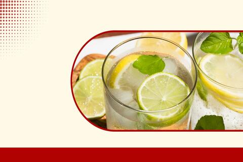 ice water glass with lemons