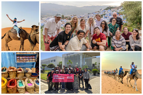 collage of five photos from students trip to Morocco