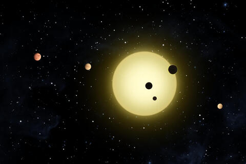 artist conception of planets near large star