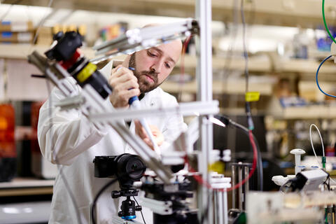 Mechanical engineering student working in a lab