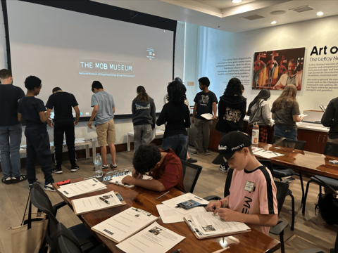 Photo of students at the MOB museum 