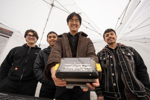 4 students showing a senior design project