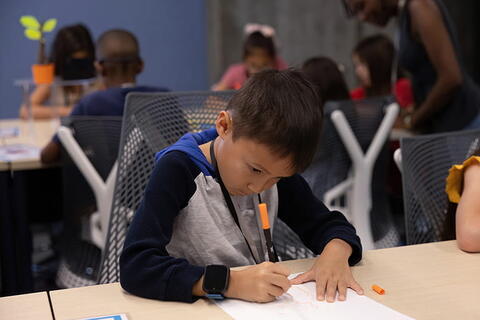 Photo of a young student studying