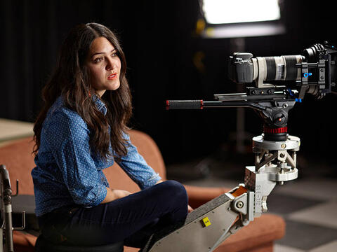 A student getting interviewed
