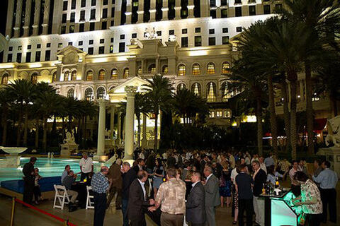 People gathered at a reception