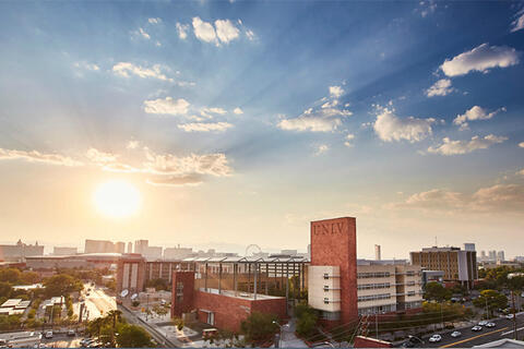 View of U.N.L.V. from aerial view.