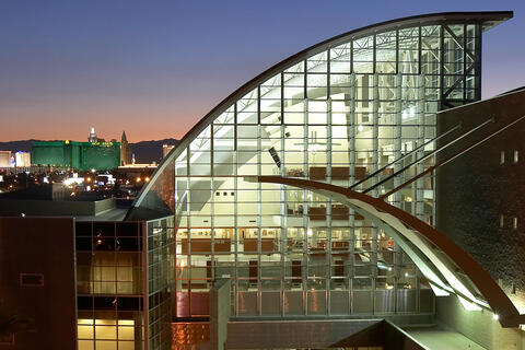 Lied Library at dusk