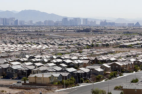Housing development with Strip in the background