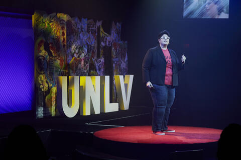 UNLV professor Georgiann Davis on stage